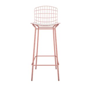 Manhattan Comfort Madeline 41.73" Barstool with Seat Cushion in Rose Pink Gold and White