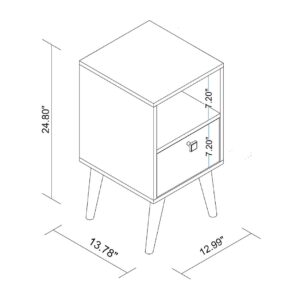 Manhattan Comfort Abisko Stylish Side Table with 1-Cubby and 1-Drawer in White