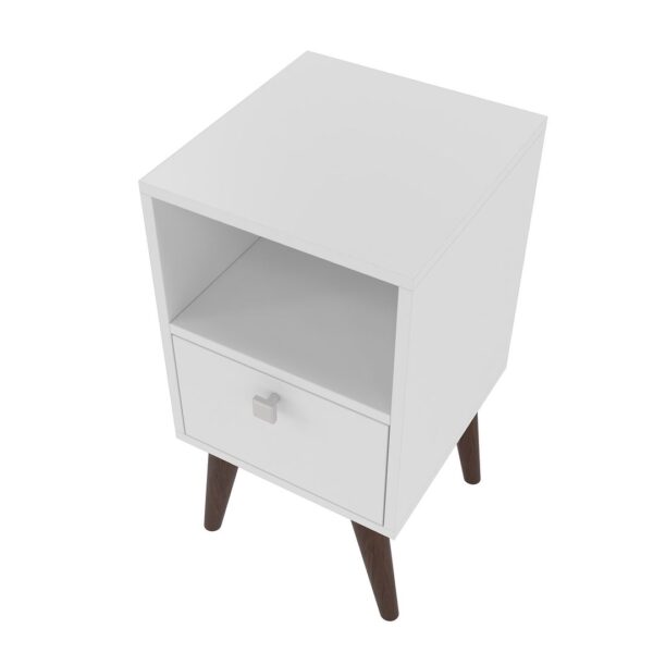 Manhattan Comfort Abisko Stylish Side Table with 1-Cubby and 1-Drawer in White