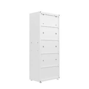 Manhattan Comfort Fortress Textured Metal 75.4" Garage Cabinet with 4 Adjustable Shelves in White