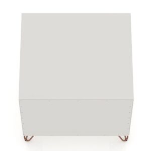 Manhattan Comfort Rockefeller 1-Drawer Off White and Nature Nightstand (Set of 2)