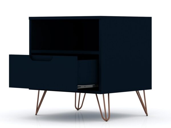 Manhattan Comfort Rockefeller 1-Drawer Tatiana Midnight Blue Nightstand (Set of 2)