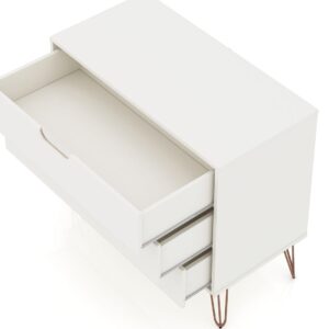 Manhattan Comfort Rockefeller 3-Drawer White Dresser (Set of 2)