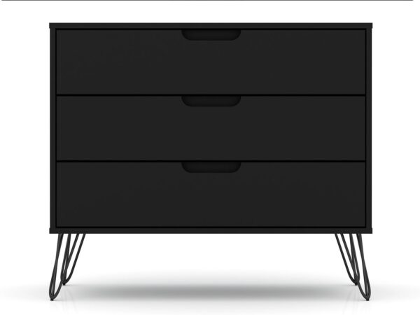 Manhattan Comfort Rockefeller 3-Drawer Black Dresser (Set of 2)