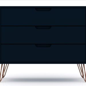 Manhattan Comfort Rockefeller 3-Drawer Tatiana Midnight Blue Dresser (Set of 2)