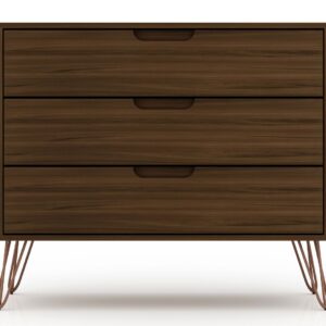 Manhattan Comfort Rockefeller 3-Drawer Brown Dresser (Set of 2)