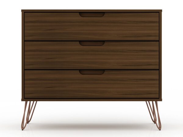 Manhattan Comfort Rockefeller 3-Drawer Brown Dresser (Set of 2)