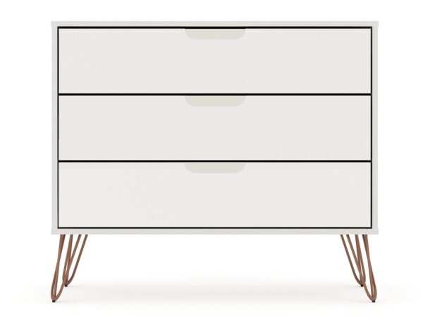 Manhattan Comfort Rockefeller 3-Drawer Off White Dresser (Set of 2)