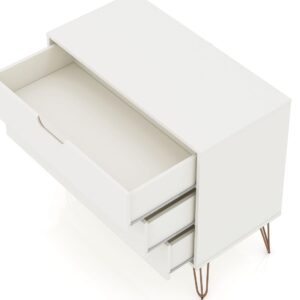 Manhattan Comfort Rockefeller 3-Drawer Off White Dresser (Set of 2)