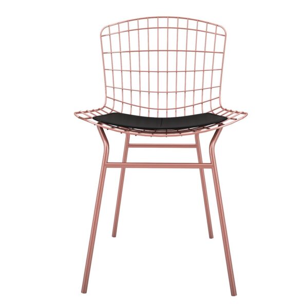 Manhattan Comfort Madeline Chair, Set of 2 with Seat Cushion in Rose Pink Gold and Black