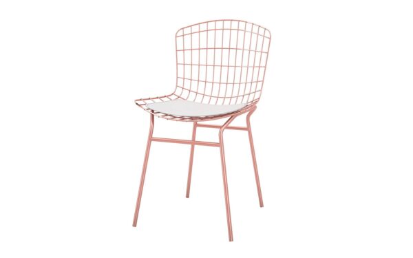 Manhattan Comfort Madeline Chair, Set of 2 with Seat Cushion in Rose Pink Gold and White