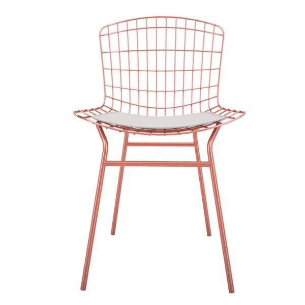 Manhattan Comfort Madeline Chair, Set of 2 with Seat Cushion in Rose Pink Gold and White