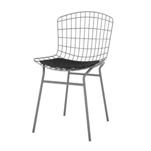 Manhattan Comfort Madeline Chair, Set of 2 with Seat Cushion in Charcoal Grey and Black