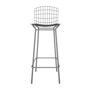 Manhattan Comfort Madeline 41.73" Barstool, Set of 2 with Seat Cushion in Charcoal Grey and Black