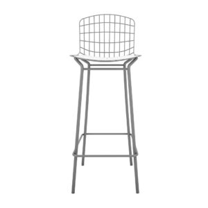 Manhattan Comfort Madeline 41.73" Barstool, Set of 2 with Seat Cushion in Charcoal Grey and White