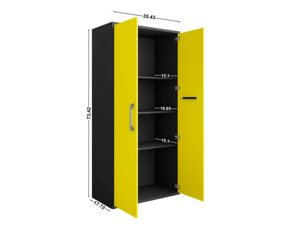 Manhattan Comfort Eiffel Storage Cabinet in Matte Black and Yellow (Set of 2)