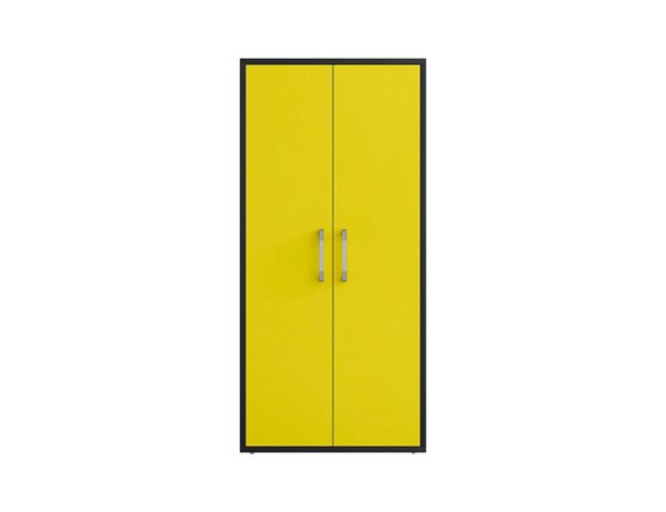 Manhattan Comfort Eiffel Storage Cabinet in Matte Black and Yellow (Set of 2)