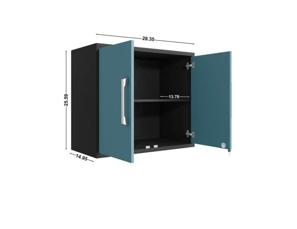 Manhattan Comfort Eiffel Floating Garage Cabinet in Matte Black and Aqua Blue (Set of 2)