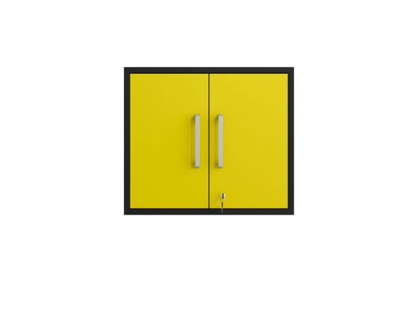 Manhattan Comfort Eiffel Floating Garage Cabinet in Matte Black and Yellow (Set of 2)