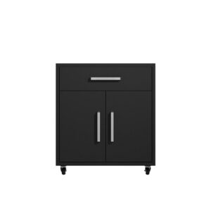 Manhattan Comfort Eiffel Mobile Garage Cabinet in Matte Black (Set of 2)