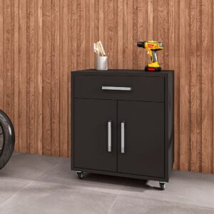 Manhattan Comfort Eiffel Mobile Garage Cabinet in Matte Black (Set of 2)