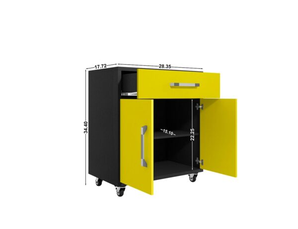 Manhattan Comfort Eiffel Mobile Garage Cabinet in Matte Black and Yellow (Set of 2)