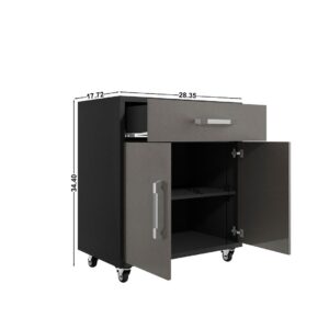 Manhattan Comfort Eiffel Mobile Garage Cabinet in Matte Black and Grey (Set of 2)