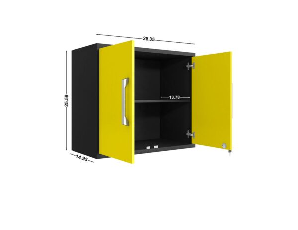 Manhattan Comfort Eiffel 2-Piece Storage Garage Set in Matte Black and Yellow