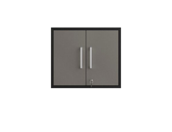 Manhattan Comfort Eiffel 2-Piece Storage Garage Set in Matte Black and Grey