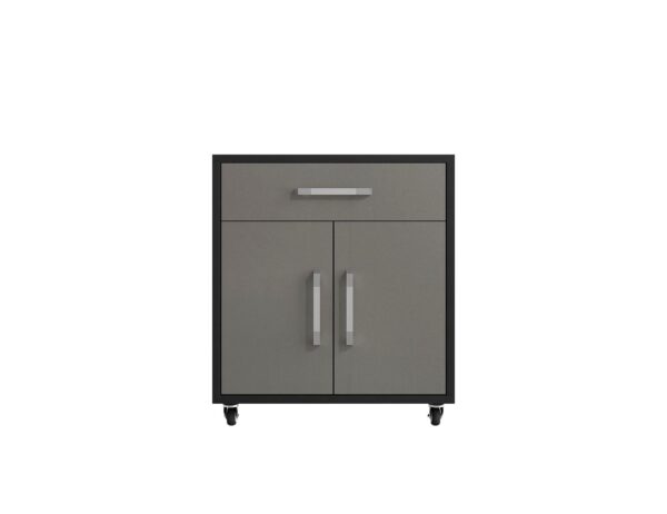 Manhattan Comfort Eiffel 2-Piece Storage Garage Set in Matte Black and Grey