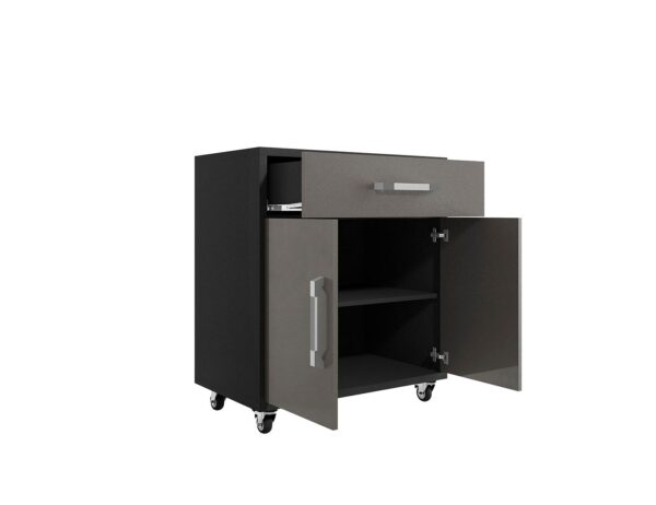 Manhattan Comfort Eiffel Garage Work Station Set of 2 in Matte Black and Grey