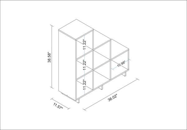 Manhattan Comfort Sophisticated Cascavel Stair Cubby with 6 Cube Shelves in White. Set of 2.