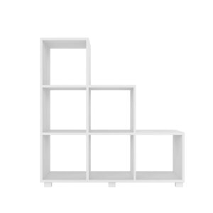 Manhattan Comfort Sophisticated Cascavel Stair Cubby with 6 Cube Shelves in White. Set of 2.