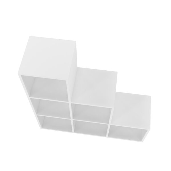 Manhattan Comfort Sophisticated Cascavel Stair Cubby with 6 Cube Shelves in White. Set of 2.