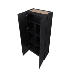 Manhattan Comfort Hopkins Modern Freestanding Storage Closet with 7 Shelves in Black (Set of 2)