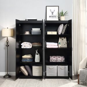 Manhattan Comfort Hopkins Modern  Storage Closet 3.0 in Black - Set of 2