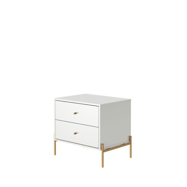 Manhattan Comfort Jasper Full Extension Drawer Nightstand in White Gloss (Set of 2)