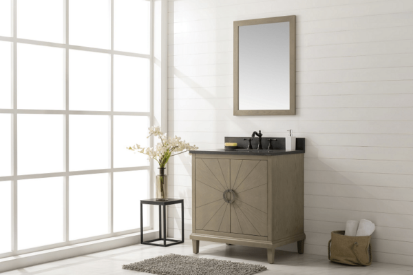 Legion Furniture WLF7040-30-AGO-BS 30 Inch Antique Gray Oak Vanity with Blue Limestone Top