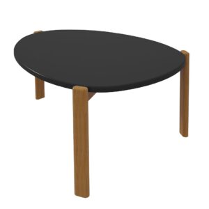 Manhattan Comfort Mid-Century Modern Gales End Table and Coffee Table with Solid Wood Legs in Black