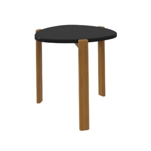 Manhattan Comfort Mid-Century Modern Gales End Table and Coffee Table with Solid Wood Legs in Black