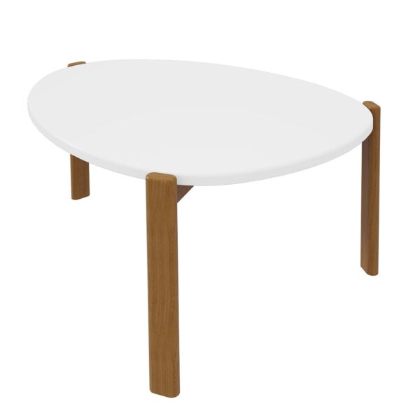 Manhattan Comfort Mid-Century Modern Gales End Table and Coffee Table with Solid Wood Legs in White