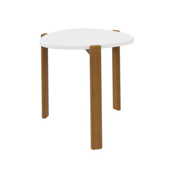 Manhattan Comfort Mid-Century Modern Gales End Table and Coffee Table with Solid Wood Legs in White