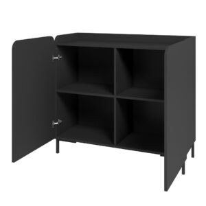 Manhattan Comfort Mid-Century Modern Bogardus Accent Cabinet in Black - Set of 2