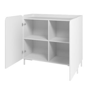 Manhattan Comfort Mid-Century Modern Bogardus Accent Cabinet in White - Set of 2