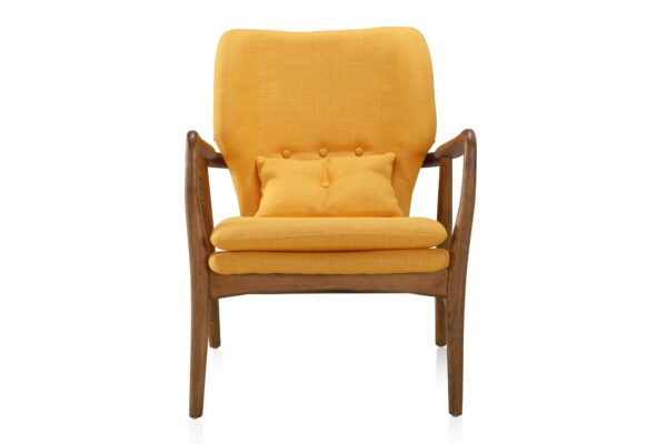 Manhattan Comfort Bradley Yellow and Walnut Linen Weave Accent Chair (Set of 2)