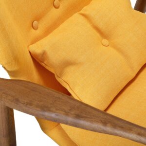 Manhattan Comfort Bradley Yellow and Walnut Linen Weave Accent Chair (Set of 2)