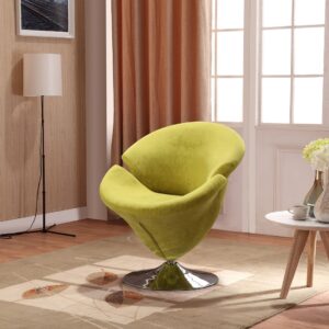 Manhattan Comfort Tulip Green and Polished Chrome Velvet Swivel Accent Chair (Set of 2)