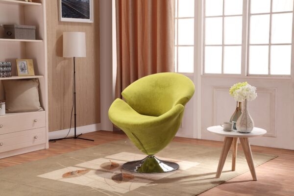 Manhattan Comfort Tulip Green and Polished Chrome Velvet Swivel Accent Chair (Set of 2)