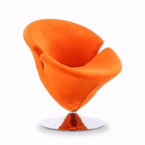 Manhattan Comfort Tulip Orange and Polished Chrome Velvet Swivel Accent Chair (Set of 2)