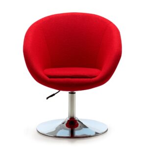 Manhattan Comfort Hopper Red and Polished Chrome Wool Blend Adjustable Height Chair (Set of 2)